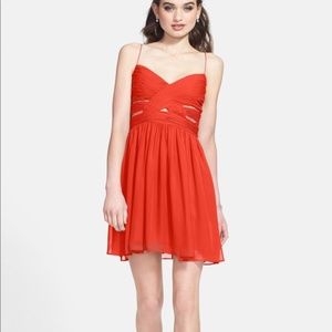 Red Chiffon Cutout Dress